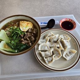 Shrimp triple delight dumplings and braised beef noodle soup - both were excellent. Shrimp triple delight dumplings and braised beef noodle soup - both were excellent.