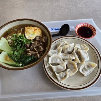 Qilin Dumplings - Shrimp triple delight dumplings and braised beef noodle soup - both were excellent. - Asian Fusion Near Me - Plymouth, Michigan Qilin Dumplings - Shrimp triple delight dumplings and braised beef noodle soup - both were excellent. - Asian Fusion Near Me - Plymouth, Michigan