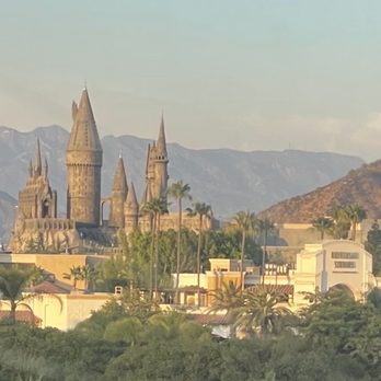 Universal Studios Hollywood - View of Harry Potter castle from hotel - Amusement Parks Near Me - Universal City, California