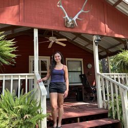 Caddo Lake Hideaway - My lovely lady in front of the hideaway