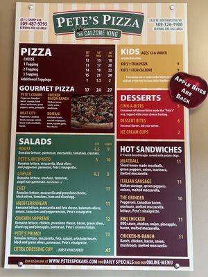 Menu photo 1 Pete's Pizza Spokane, WA Menu photo 1 Pete's Pizza Spokane, WA