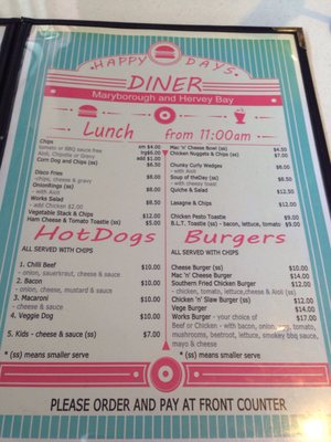 Menu photo 1 Happy Days Diner Maryborough, QLD Menu photo 1 Happy Days Diner Maryborough, QLD