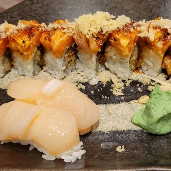 Toma Sushi Restaurant and Bar - Godzilla, $17.95 - 3 Stars, Hotate (scallop) nigiri, $6.25 - 3.5 Stars - Japanese Near Me - Kenmore, Washington