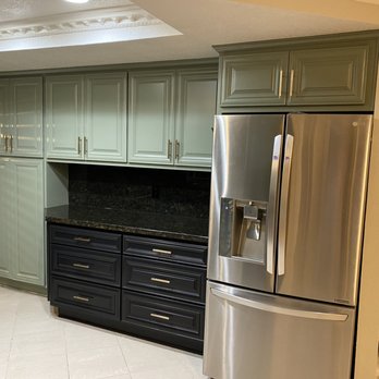 VIP Home Painting - Cabinet Painting - 2 Tone Cabinet Painting with Bronze handles in Upland - Painters Near Me - Fontana, California VIP Home Painting - Cabinet Painting - 2 Tone Cabinet Painting with Bronze handles in Upland - Painters Near Me - Fontana, California