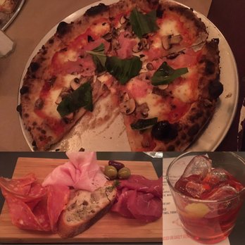 Santa Panza - Prosciutto e funghi pizza, salumi, and classic negroni - Pizza Near Me - Brooklyn, New York Santa Panza - Prosciutto e funghi pizza, salumi, and classic negroni - Pizza Near Me - Brooklyn, New York