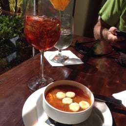 Aperol Spritzer & lentil soup