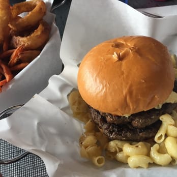 Ty's Burger House - Double 1/2 patty Mac N Cheese bacon burger. Good but I wish it had more cheese with the Mac ! - Burgers Near Me - Oceanside, California Ty's Burger House - Double 1/2 patty Mac N Cheese bacon burger. Good but I wish it had more cheese with the Mac ! - Burgers Near Me - Oceanside, California