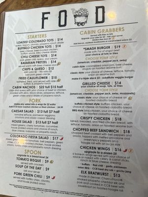 Menu photo 2 Cabin Creek Brewing Georgetown, CO Menu photo 2 Cabin Creek Brewing Georgetown, CO