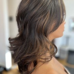 Hair Pleasures Salon - Long layers and color (balayage or highlights)