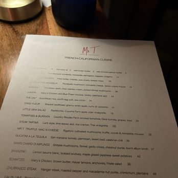 Mr. T - Unfortunately this menu is the only photo I was able to capture - French Near Me - Los Angeles, California