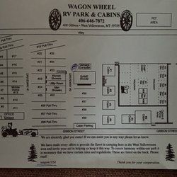 Wagon Wheel Campground & Cabins - Map of campground. 1 city block