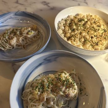 Noto - BAY SCALLOP RISOTTO shellfish butter, braised fennel, pistachio, kosho and TONARELLI dungeness crab, pecorino romano, lemon, chive, sesame - Pizza Near Me - St. Peters, Missouri