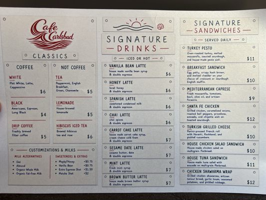 Menu photo 1 Café Carlsbad Carlsbad, CA