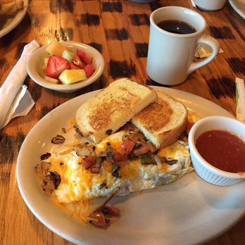 Oldwest Cafe - The Healthy Choice Gold Digger Omelette with Texas Toast and Fruit Cup - Breakfast & Brunch Near Me - Bedford, Texas Oldwest Cafe - The Healthy Choice Gold Digger Omelette with Texas Toast and Fruit Cup - Breakfast & Brunch Near Me - Bedford, Texas