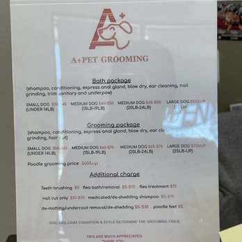A+ Pet Grooming - Menu for service - Pet Groomers Near Me - West Covina, California A+ Pet Grooming - Menu for service - Pet Groomers Near Me - West Covina, California