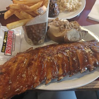 Original Roadhouse Grill - Baby back ribs with baked sweet potato and fries. - Steakhouses Near Me - Long Beach, California Original Roadhouse Grill - Baby back ribs with baked sweet potato and fries. - Steakhouses Near Me - Long Beach, California