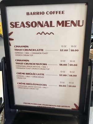 Menu photo 3 Barrio Coffee San Diego, CA