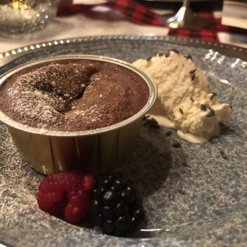 Tra An Cuisine - Lava cake with vanilla bean and lavender ice cream - Caterers Near Me