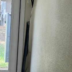 This is a busted hole in the laundry room that needs to be repaired