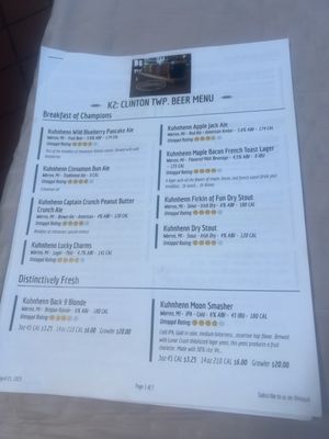 Menu photo 7 Kuhnhenn Brewing Taproom Clinton Township, MI Menu photo 7 Kuhnhenn Brewing Taproom Clinton Township, MI