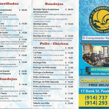 El Conquistador - Take out menu (2/2) - Latin American Near Me - Peekskill, New York El Conquistador - Take out menu (2/2) - Latin American Near Me - Peekskill, New York
