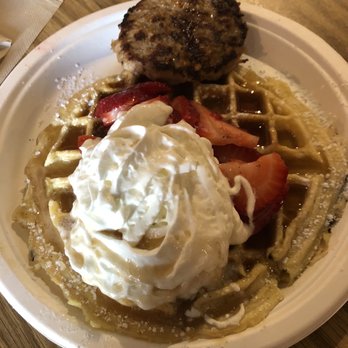 Funk 'n Waffles - Star Child with sausage - New American Near Me - Syracuse, New York Funk 'n Waffles - Star Child with sausage - New American Near Me - Syracuse, New York