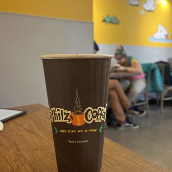 Philz Coffee - Ether with medium cream and medium sweet. My teens are in the background enjoying their own coffee concoctions. - Coffee & Tea Near Me - Chicago, Illinois