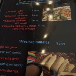 Page from menu