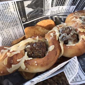 Mama's Pretzel Kitchen - Meatball Pretzel Twist with Chips - Pretzels Near Me - Orlando, Florida