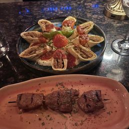 Kasharli Beyti and an added lamb skewer on the side Kasharli Beyti and an added lamb skewer on the side
