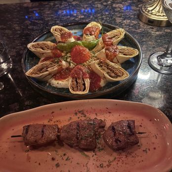 Dunya Bistro - Kasharli Beyti and an added lamb skewer on the side - Mediterranean Near Me - San Francisco, California Dunya Bistro - Kasharli Beyti and an added lamb skewer on the side - Mediterranean Near Me - San Francisco, California