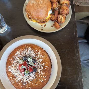 Pamana - Sando with the crispiest potatoes & The Pancake (before ube pour) - Breakfast & Brunch Near Me - Portland, Oregon Pamana - Sando with the crispiest potatoes & The Pancake (before ube pour) - Breakfast & Brunch Near Me - Portland, Oregon