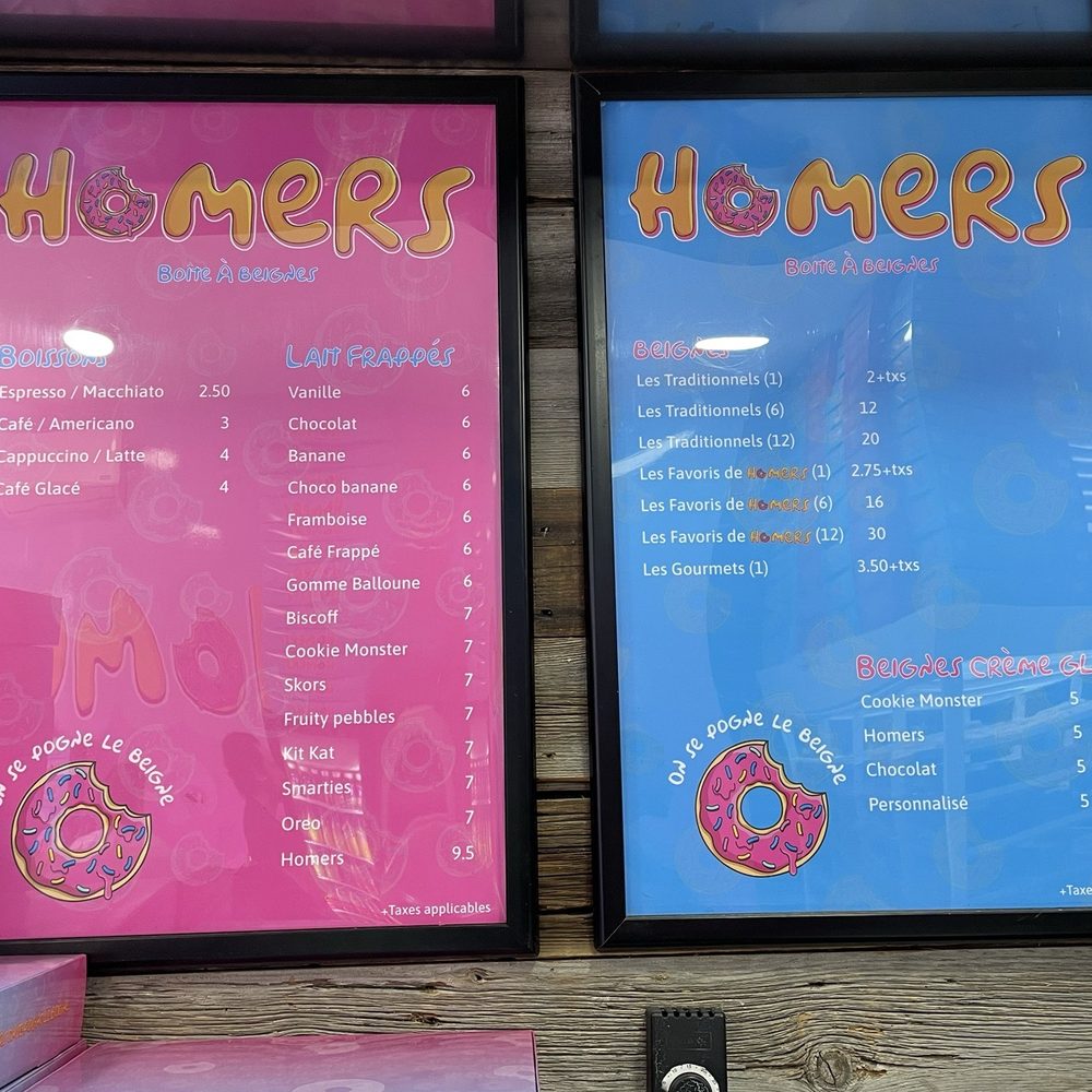 Homers - Menu - Donuts Near Me - Montreal, Quebec Homers - Menu - Donuts Near Me - Montreal, Quebec