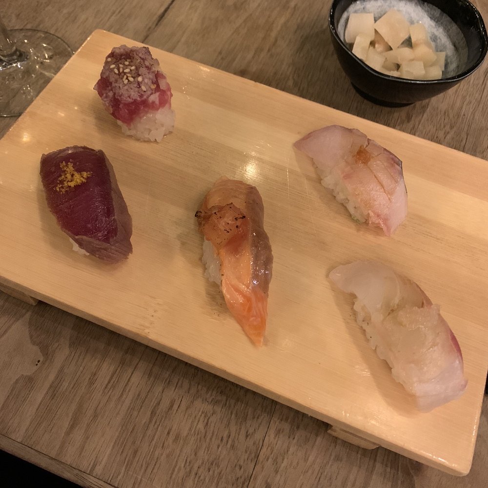 Sushi Lab Rooftop - Omakase 1-5 (starting from the bottom right corner and going counter-clockwise) - Japanese Near Me - New York, New York Sushi Lab Rooftop - Omakase 1-5 (starting from the bottom right corner and going counter-clockwise) - Japanese Near Me - New York, New York