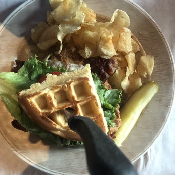 The Drake - Chicken waffle sandwich - Bars Near Me - Burlington, Iowa