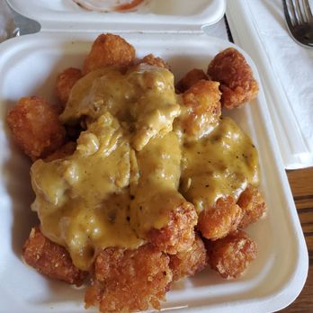 LJ’s Lil’ Cafe - Queso Tots way overcooked. - Breakfast & Brunch Near Me - Cypress, California