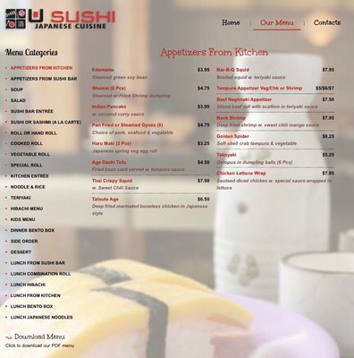 Menu photo 7 U Sushi Easton, MD Menu photo 7 U Sushi Easton, MD