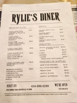 Menu photo 1 Rylie's Diner Ruckersville, VA Menu photo 1 Rylie's Diner Ruckersville, VA