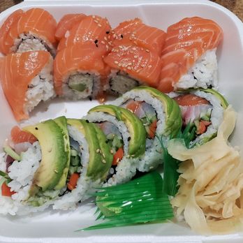 Sushi Shiro - Gold Dragon Roll, Shiro Roll (top to bottom) - Sushi Bars Near Me - Upland, California Sushi Shiro - Gold Dragon Roll, Shiro Roll (top to bottom) - Sushi Bars Near Me - Upland, California