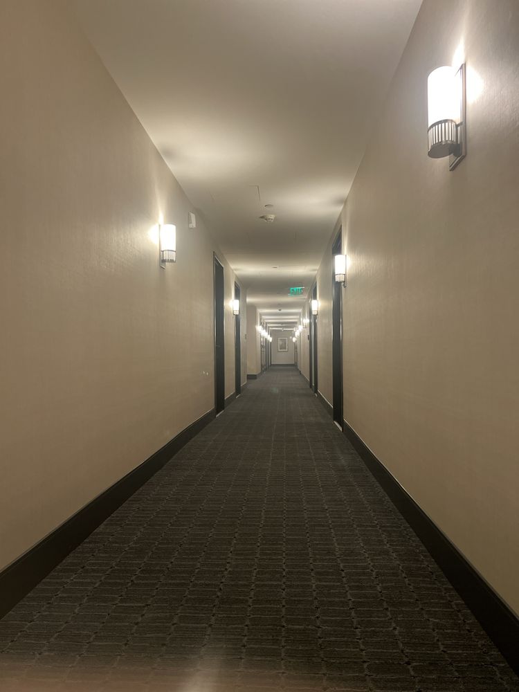 The view of the hallway in One Back Bay condominium building in Boston
