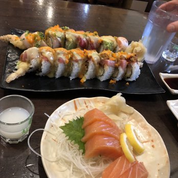 Kansai - Katie 1 roll, John roll, salmon sashimi - Japanese Near Me - Oakland, California Kansai - Katie 1 roll, John roll, salmon sashimi - Japanese Near Me - Oakland, California