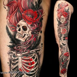 Rattattoo - Farbiges Unterwasser Fantasy Meerjungfrau Skelett Tattoo Rattattoo Freiburg