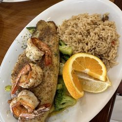 Runway Cafe - Catfish with shrimp and rice.