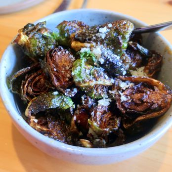 Kumama - a bowl of brussels sprouts with parmesan cheese - Comfort Food Near Me - Jasper, Alberta Kumama - a bowl of brussels sprouts with parmesan cheese - Comfort Food Near Me - Jasper, Alberta