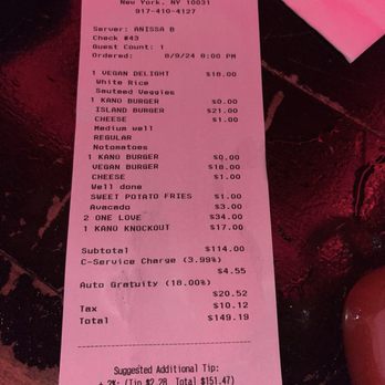 Kanu Bar Grill - Party of three receipt - Bars Near Me - New York, New York Kanu Bar Grill - Party of three receipt - Bars Near Me - New York, New York
