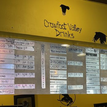 Crowfoot Valley Coffee - Drink menu.  Love how they used a different material for the menu. - Coffee & Tea Near Me - Castle Rock, Colorado