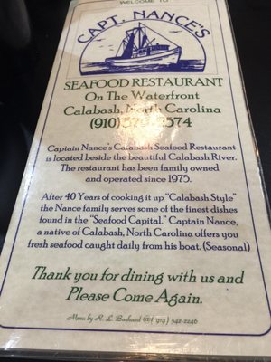 Menu photo 7 Captain Nance's Calabash, NC Menu photo 7 Captain Nance's Calabash, NC