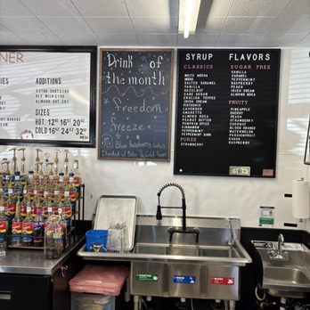 Coffee Corner - One of their menus and they're washing station - Coffee & Tea Near Me - Apache Junction, Arizona