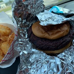 Oliver's Luncheonette - Fried bologna till it's burnt the way I like it and tater tot's