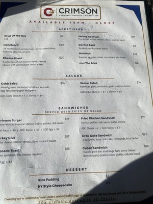Menu photo 6 Crimson DC Washington, DC, DC
